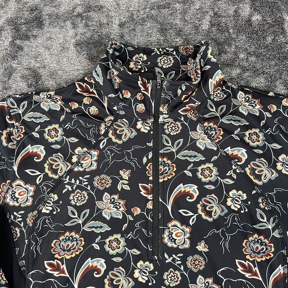 SOLD Up Tempo Fleece 1/4 Zip Tech Top Floral Horse AOP Black Pullover XL - Picture 2 of 12